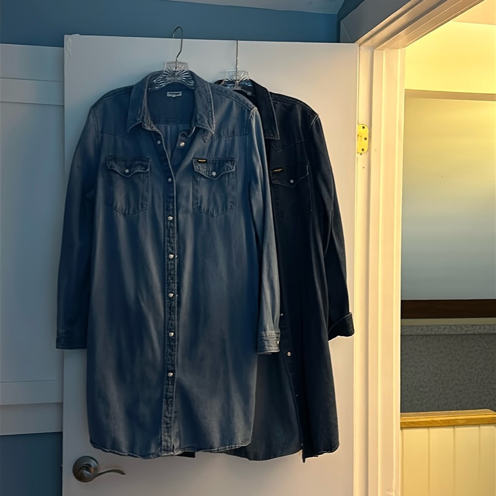 Lot of 2 Wrangler denim tunic/dress size large.
